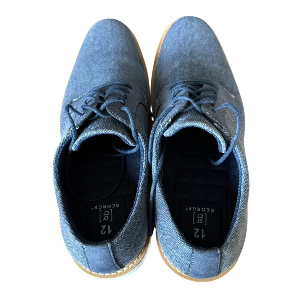 George men's blue canvas lace-up oxford shoe with a white sole